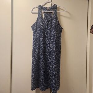 Krimson Klover Active Floral Blue Sleeveless Dress Large Eco Friendly